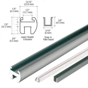 98" Junior Frameless Shower Door Header Kit