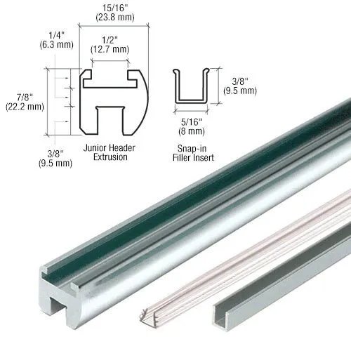 98" Junior Frameless Shower Door Header Kit