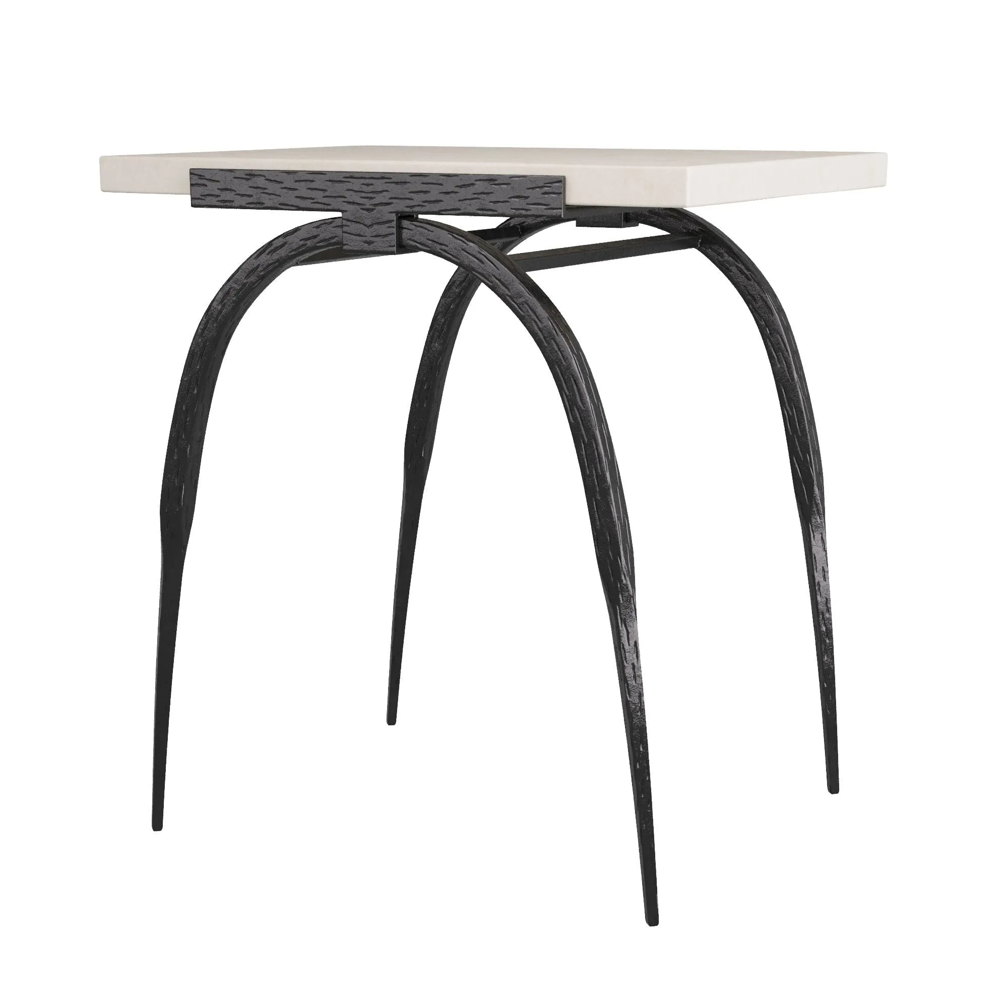 Bahati Accent Table Iron and  White Marble