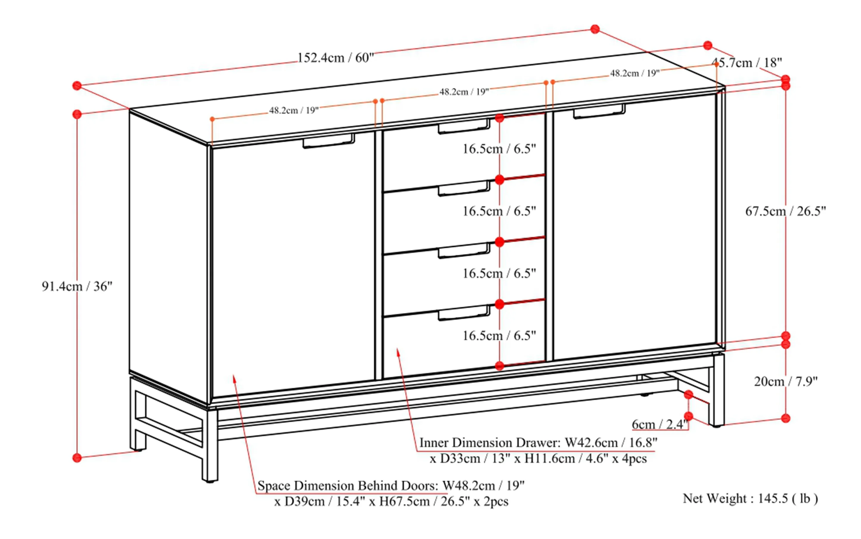 Banting Buffet in Walnut