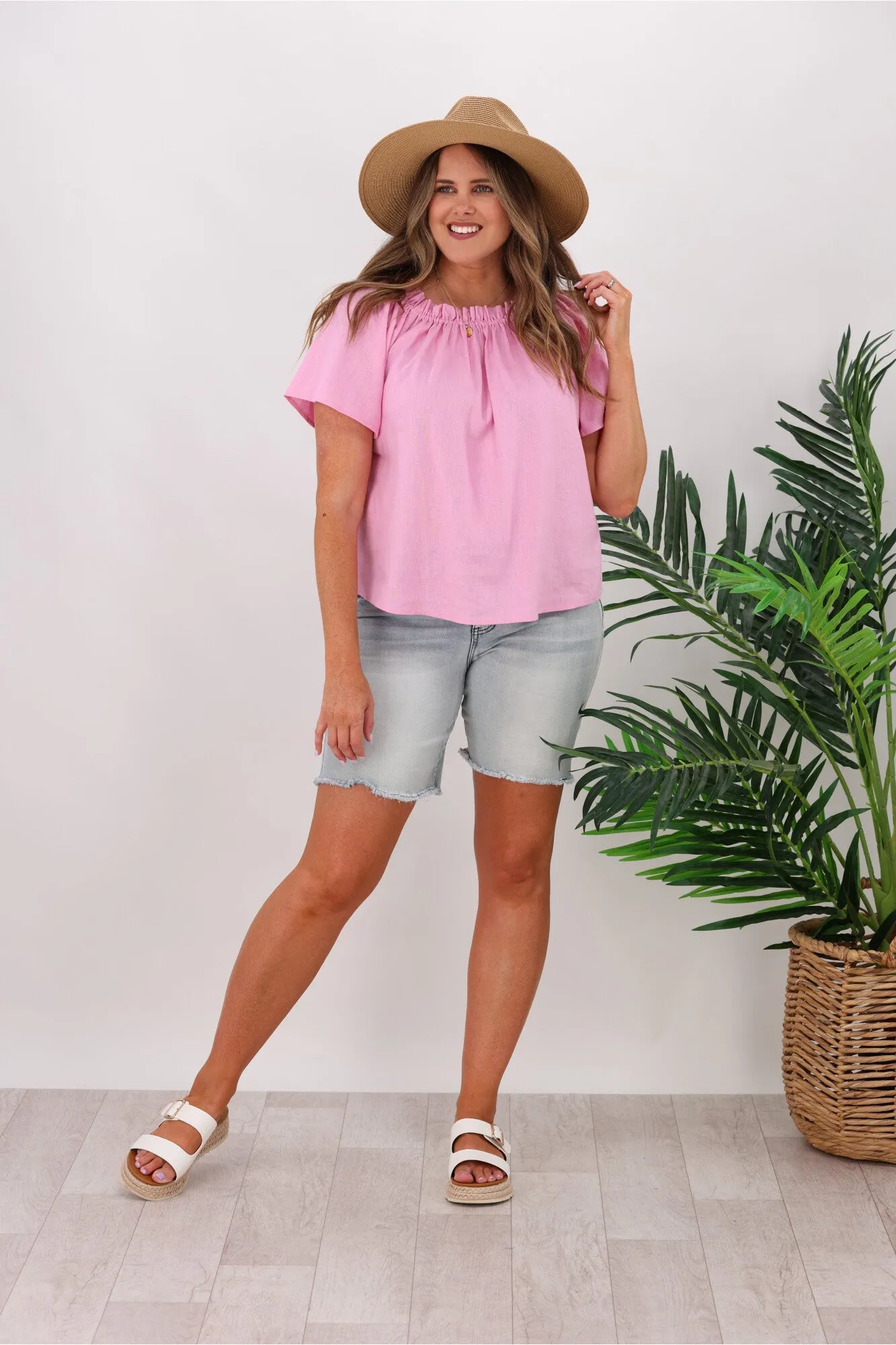 Betty Basics Jessica Shoulder Top Prism Pink