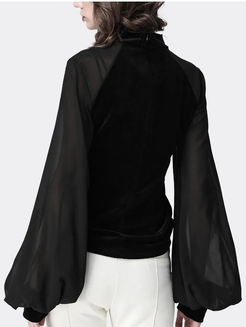 Black Batwing Sleeve Blouse