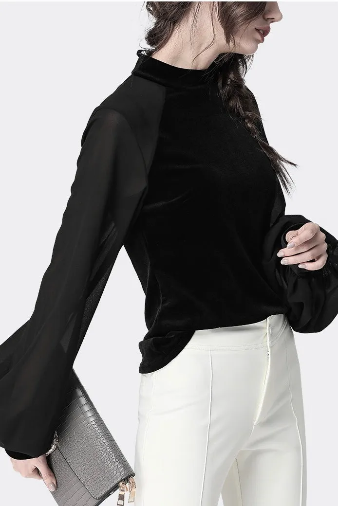 Black Batwing Sleeve Blouse