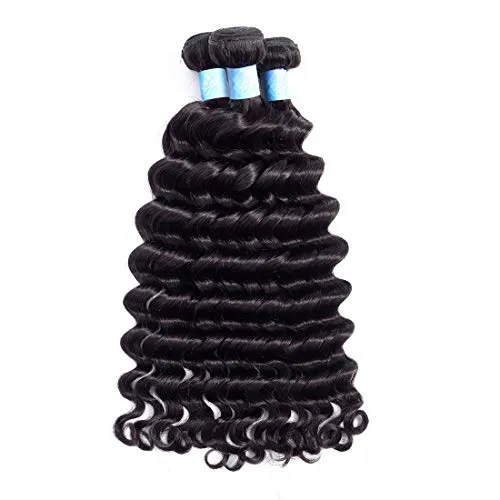 BLY 8A Brazilian Virgin Loose Deep Wave 3 Bundles Human Hair 300g Unprocessed Remy Mink Loose Curly Hair Extensions Weave Natural Color (18/20/22 Inch)