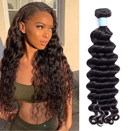 BLY 8A Brazilian Virgin Loose Deep Wave 3 Bundles Human Hair 300g Unprocessed Remy Mink Loose Curly Hair Extensions Weave Natural Color (18/20/22 Inch)