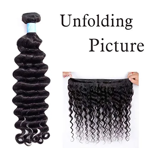 BLY 8A Brazilian Virgin Loose Deep Wave 3 Bundles Human Hair 300g Unprocessed Remy Mink Loose Curly Hair Extensions Weave Natural Color (18/20/22 Inch)