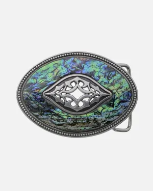 BM0046 Silver | Oval Abalone-Inspired Belt Buckle