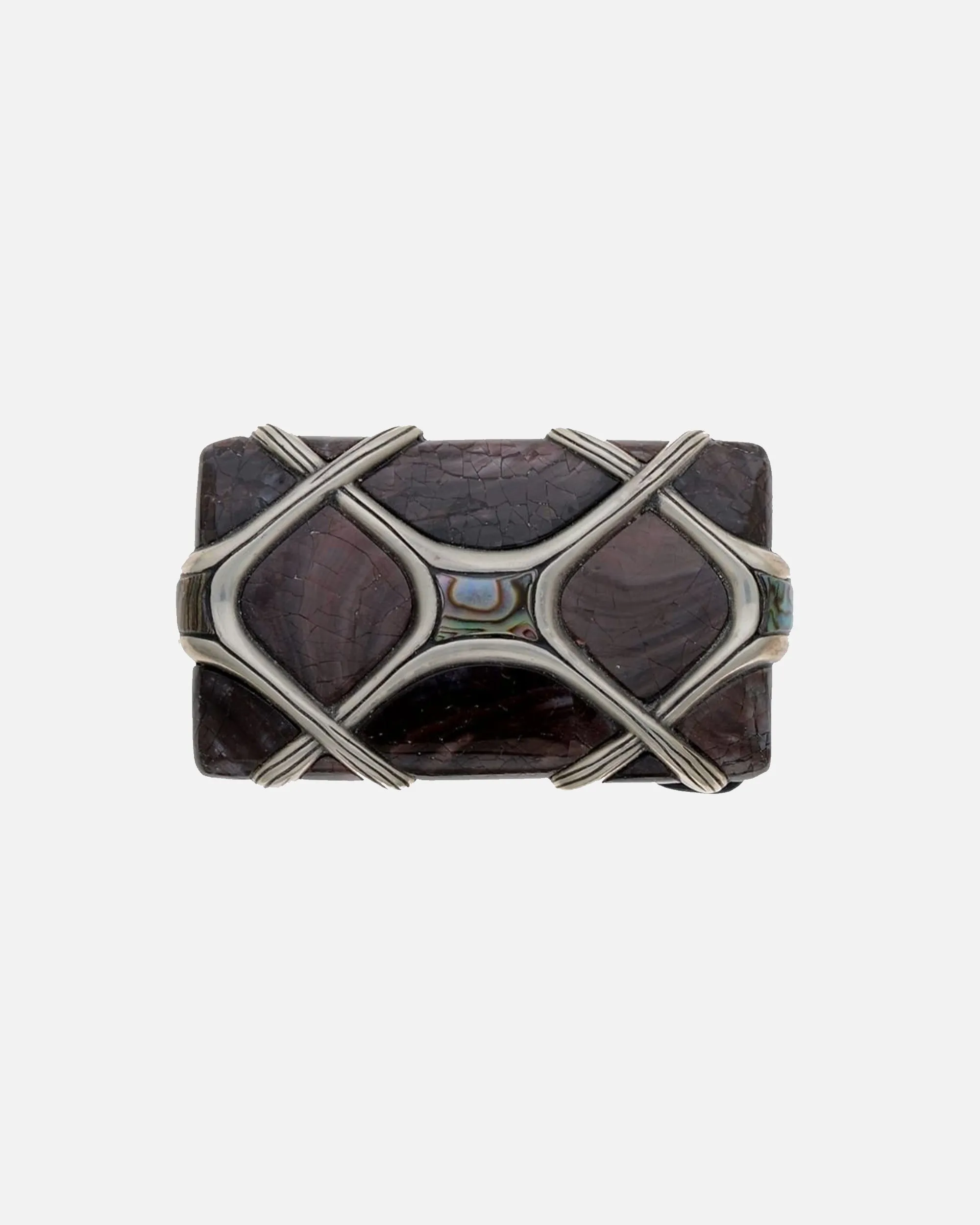 BM0052 Black Silver | Art Deco-Inspired Rectangular Belt Buckle