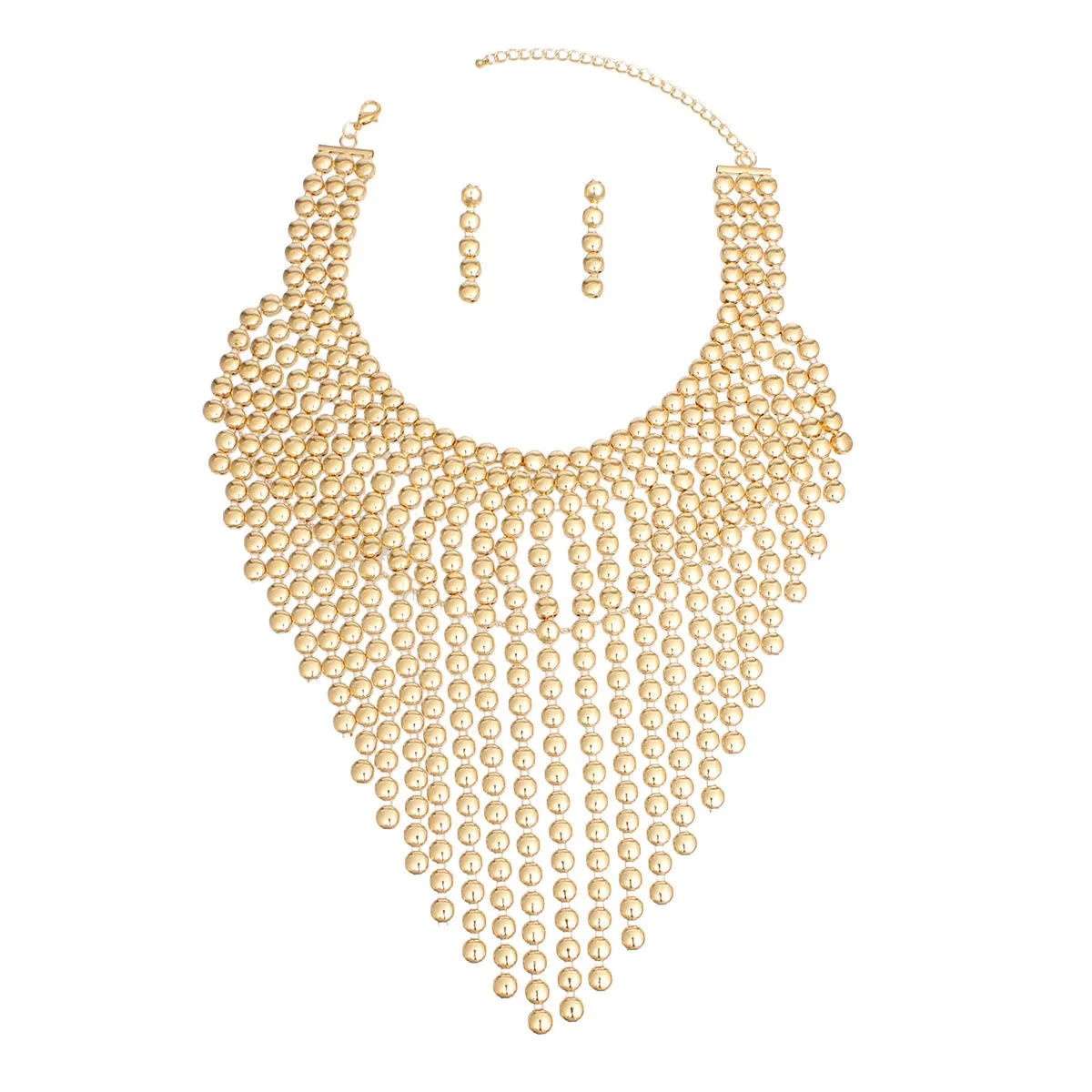 Chainmail Choker Gold Fringe Set for Women