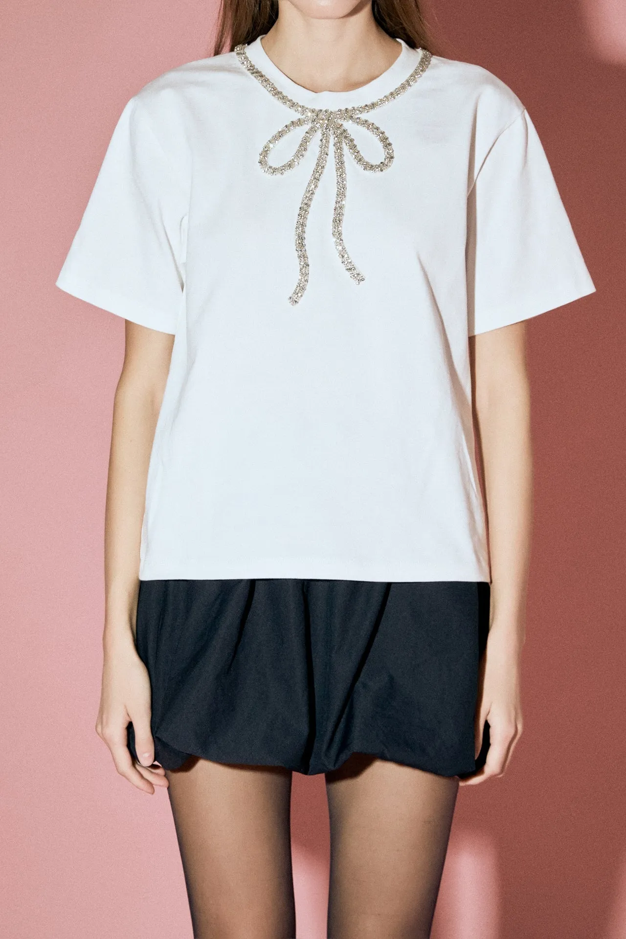 English Factory - Bow Bead Detail Top