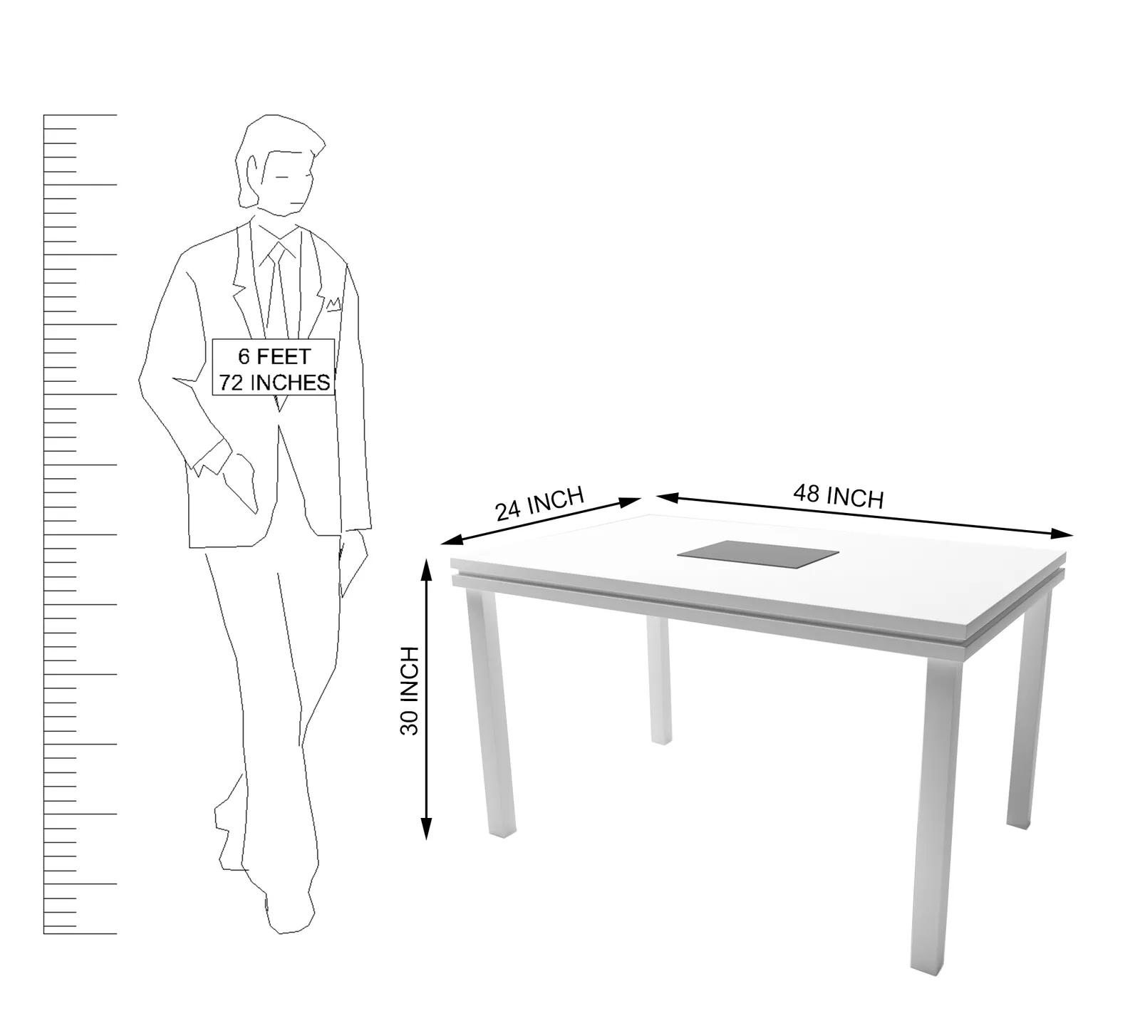 Executive Table With Metal Frame Base & Top in Laminated Board