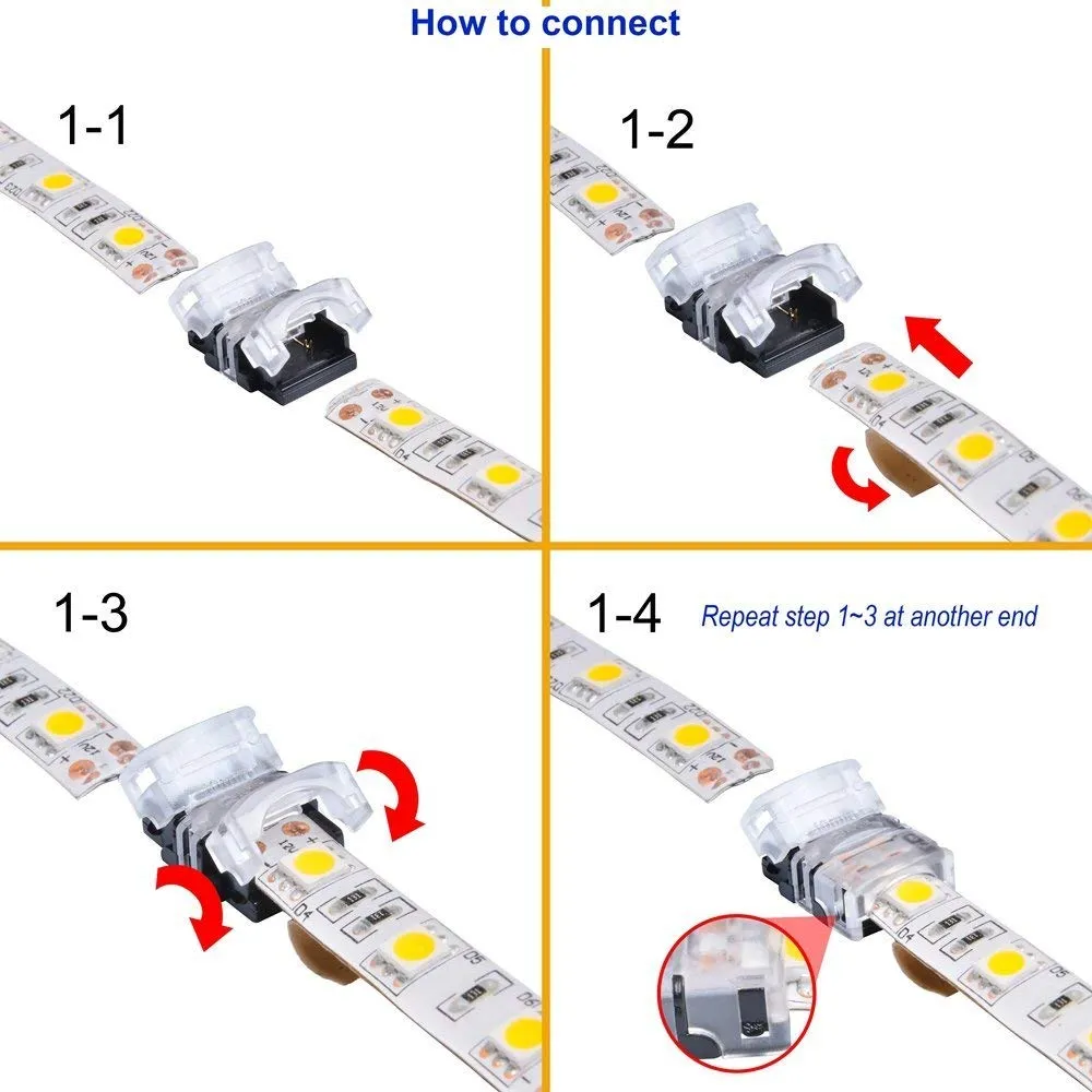 FluxTech 2-Pin Single Colour LED Strip to Strip Connector for 10mm Watreproof 5050 LED Strip Light