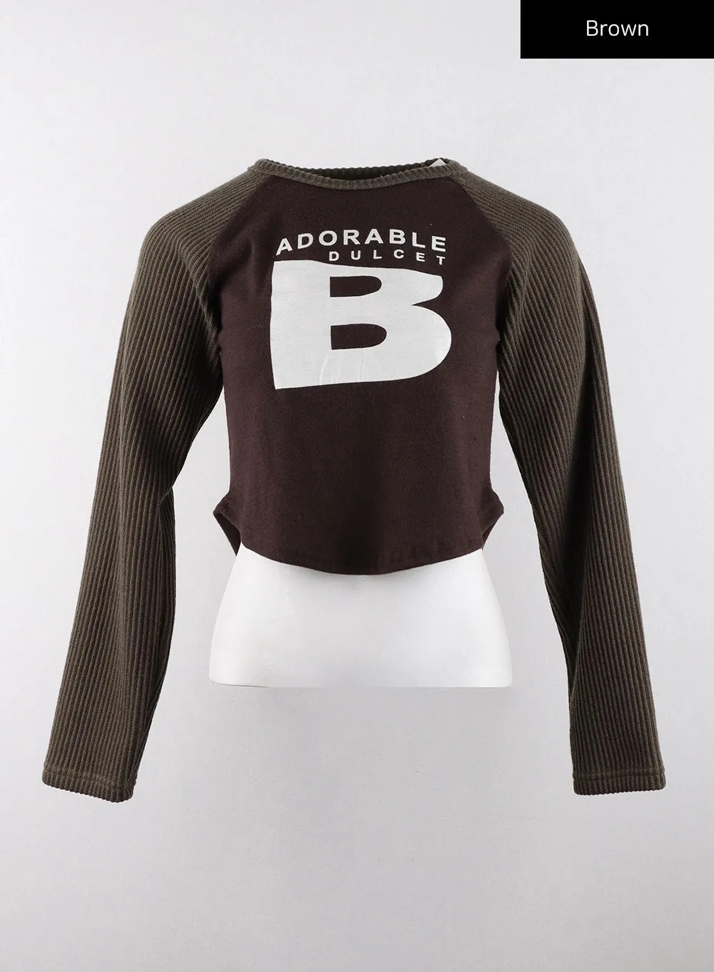 Graphic Lettering Long Sleeve Crop Top CD320