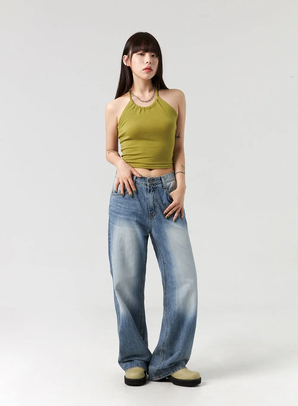 Halter Neck Cropped Top CL328