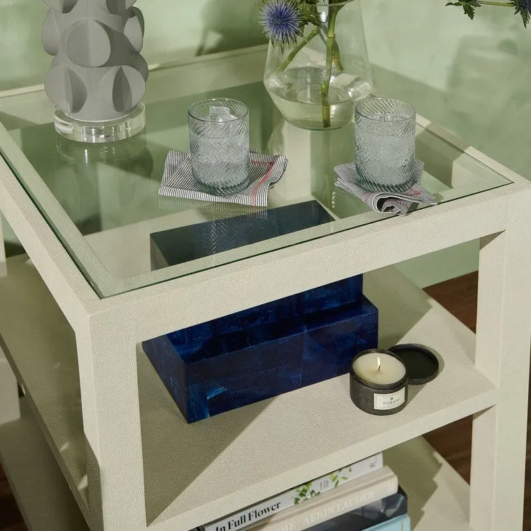 Lafeu Side Table Blanc Faux Shagreen - multiple options