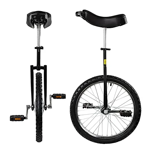 LITHER 24inch Wheel Unicycle Bicycle Competition Single Wheel Bike Balance Bike Outdoor Sports Mountain Bikes Fitness Exercise with Easy Adjustable seat,Suitable Height: Above 69'' (Black, 24INCH)