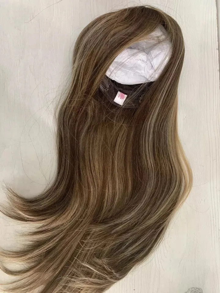 Luxury Silk Top Base Human Hair Balayage Toupee for Women Hair Topper 130% Brown Blonde Virgin Hair Piece Kippah Fall Topper