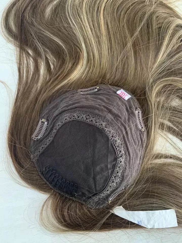 Luxury Silk Top Base Human Hair Balayage Toupee for Women Hair Topper 130% Brown Blonde Virgin Hair Piece Kippah Fall Topper