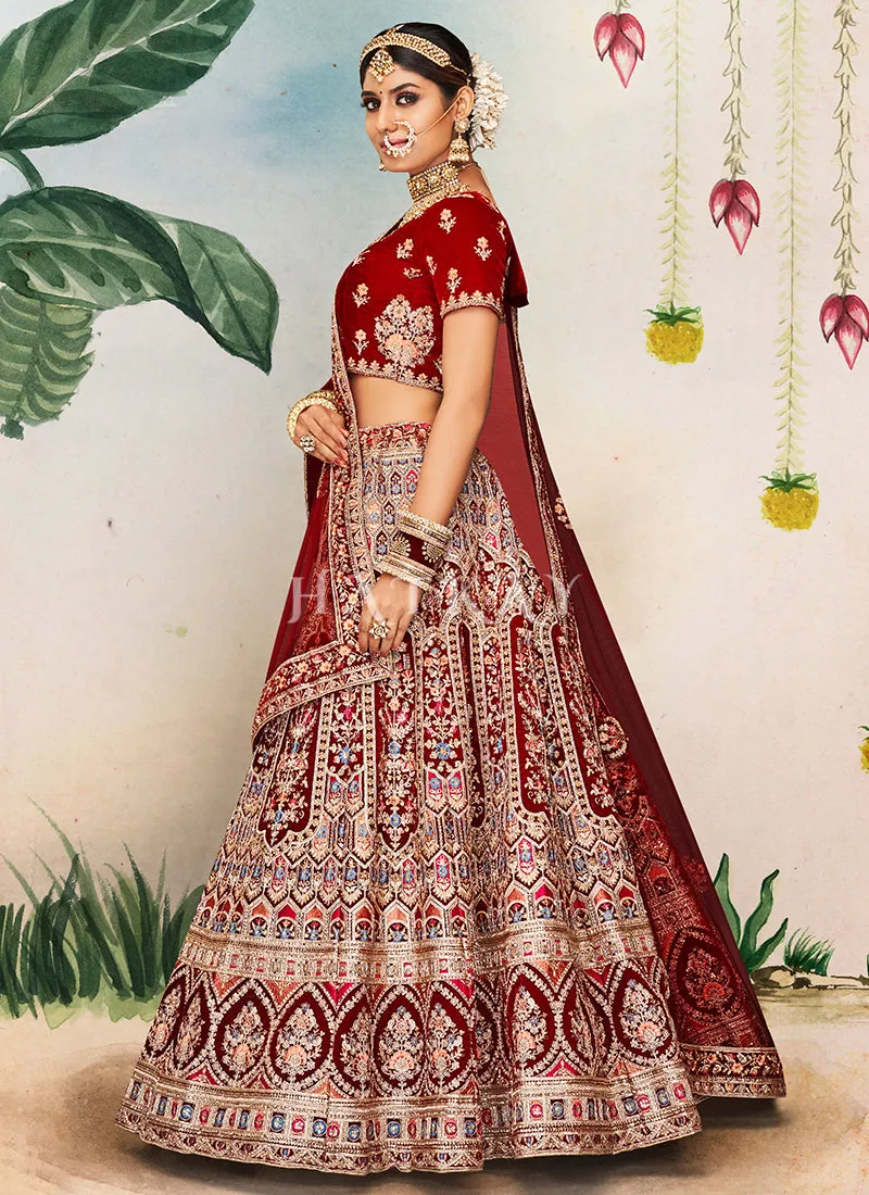 Maroon Embroidery Bridal Wedding Lehenga Choli