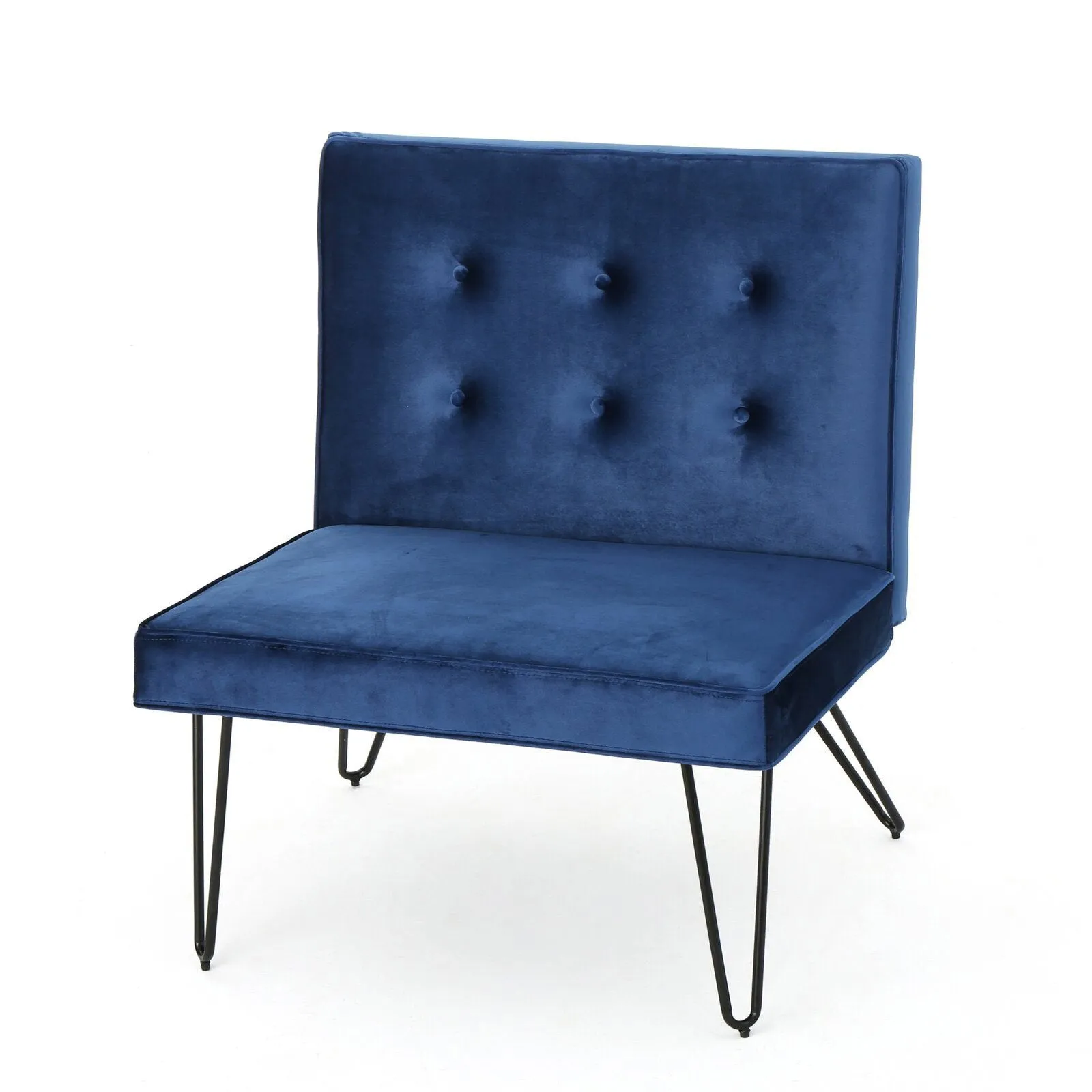 Modern Lounge Chair with Metal Legs Frame Base in Cushioned Fabric