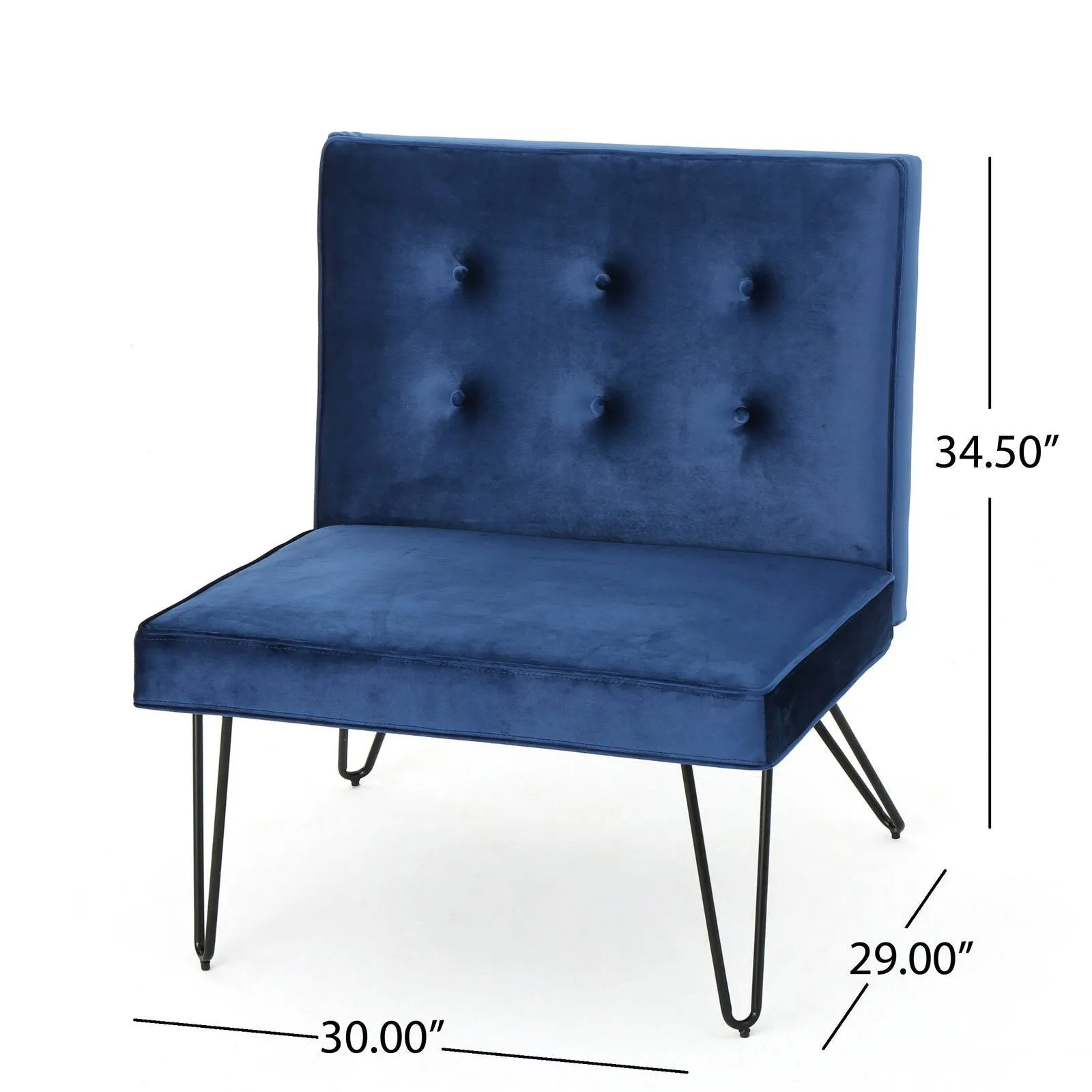 Modern Lounge Chair with Metal Legs Frame Base in Cushioned Fabric