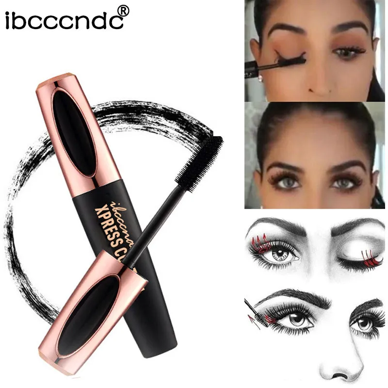 New 4D Silk Fiber Lash Mascara Waterproof Rimel 3d Mascara For Eyelash Extension Black Thick Lengthening Eye Lashes Cosmetics (black)