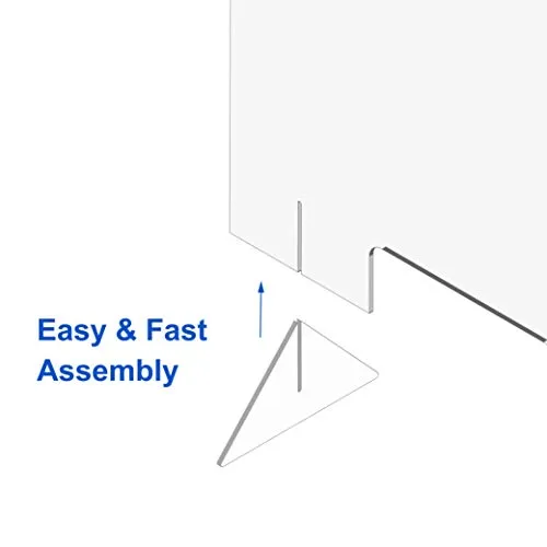 No Opening Sneeze Guard Panel for Counter and Desk, No Cutout Protective Plexiglass Shield, No Hole for Business, Office, School (42"W x 32"H)