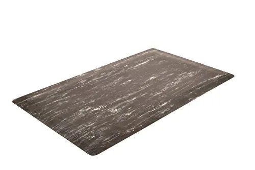 NoTrax 970S0312BL 970-Marble Sof-Tyle Grande 3' x 12' Black Anti-Fatigue Mat with Red Stop