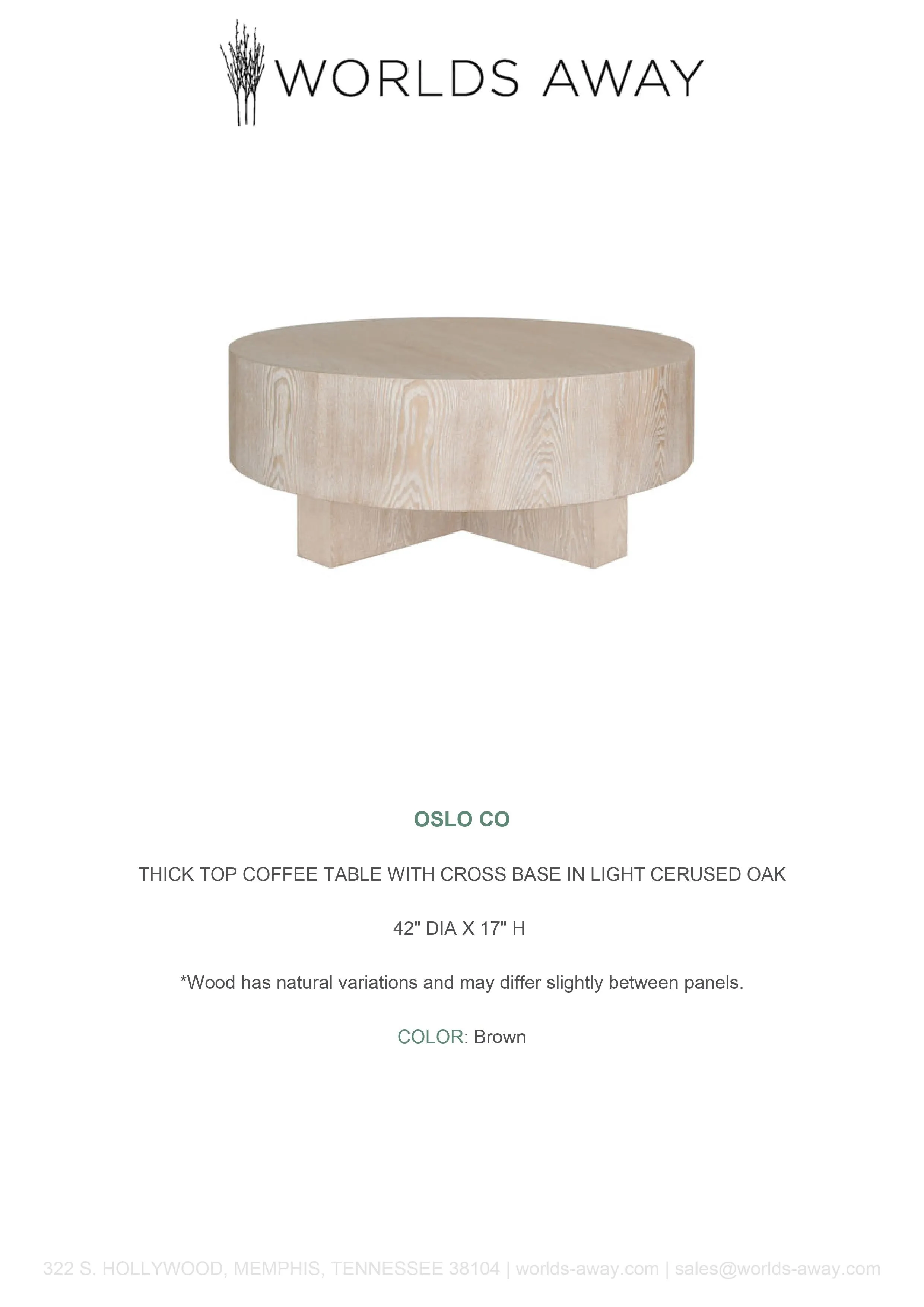 Oslo Coffee Table Light Cerused Oak