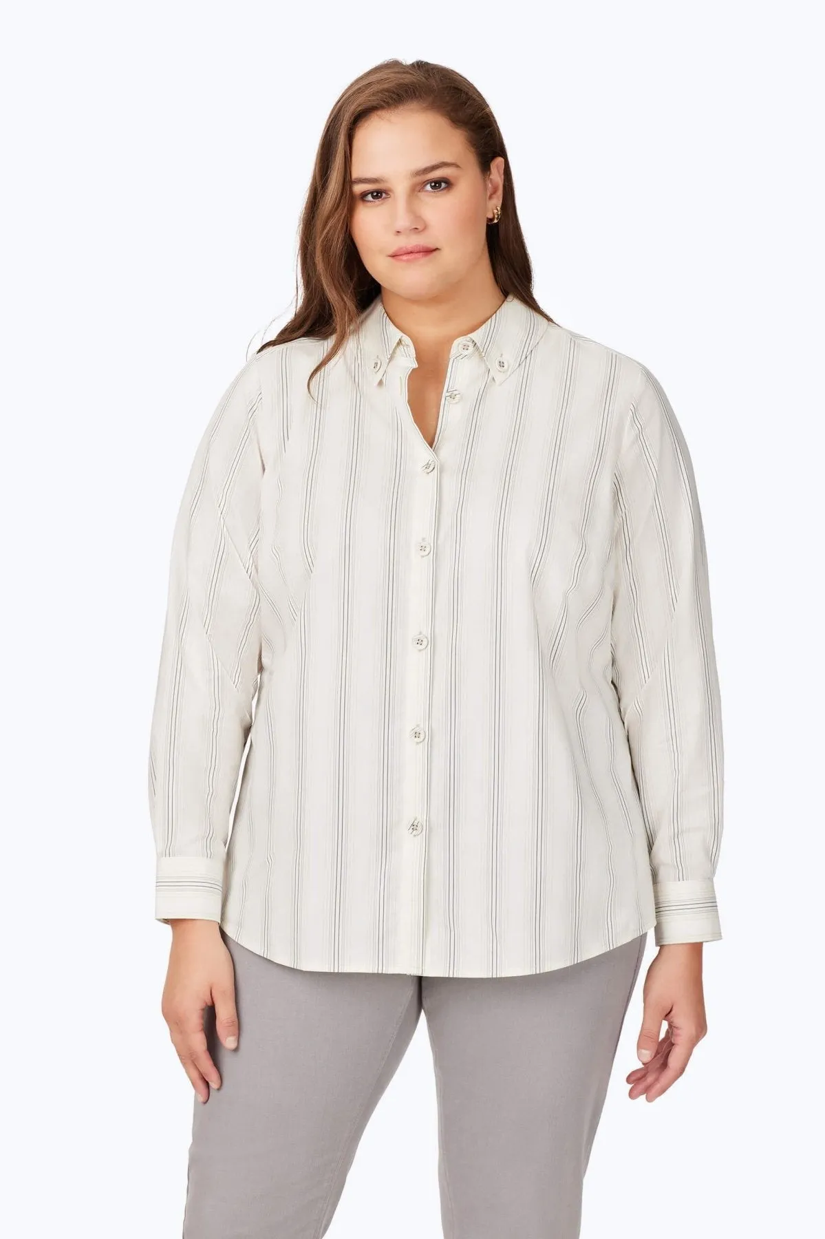 Plus Chic Stripe No Iron Shirt