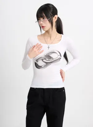 Round Neck Graphic Long Sleeve CM415