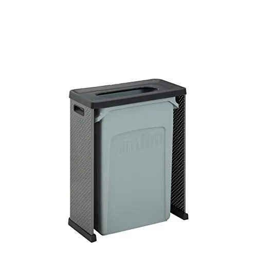 Rubbermaid Commercial Products Elevate Container, 3-Sided Decorative Metal Trash Can or Cover, 23 Gallon, Dark Gray