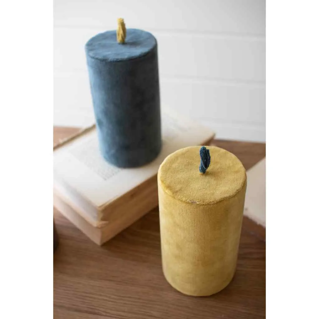 Set Of Four Faux Velvet Candles - One Each Color