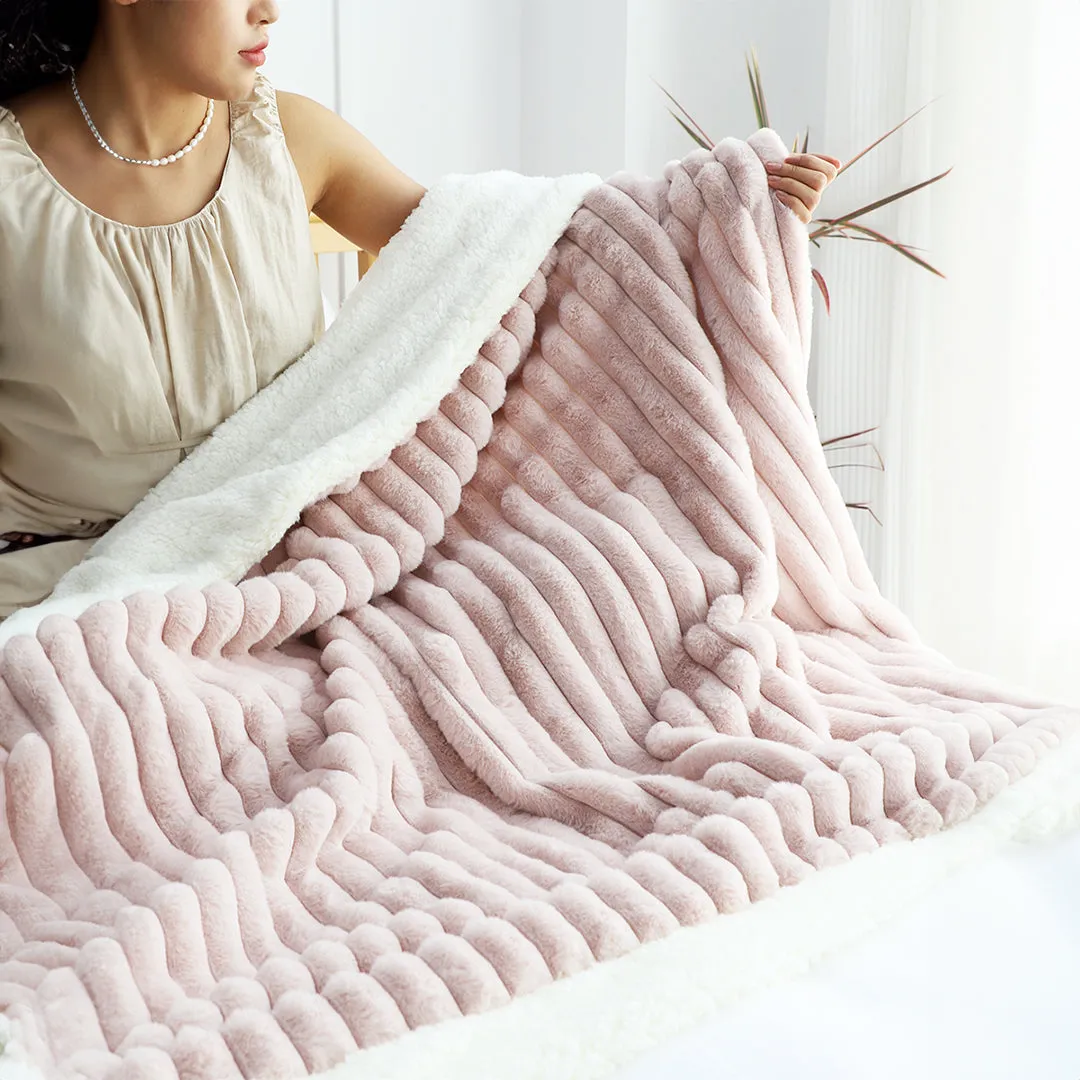 SOGA 150x200cm Throw Blanket Bean Paste Pink Premium Milk Velvet Luxuriously Soft Cozy Bedding