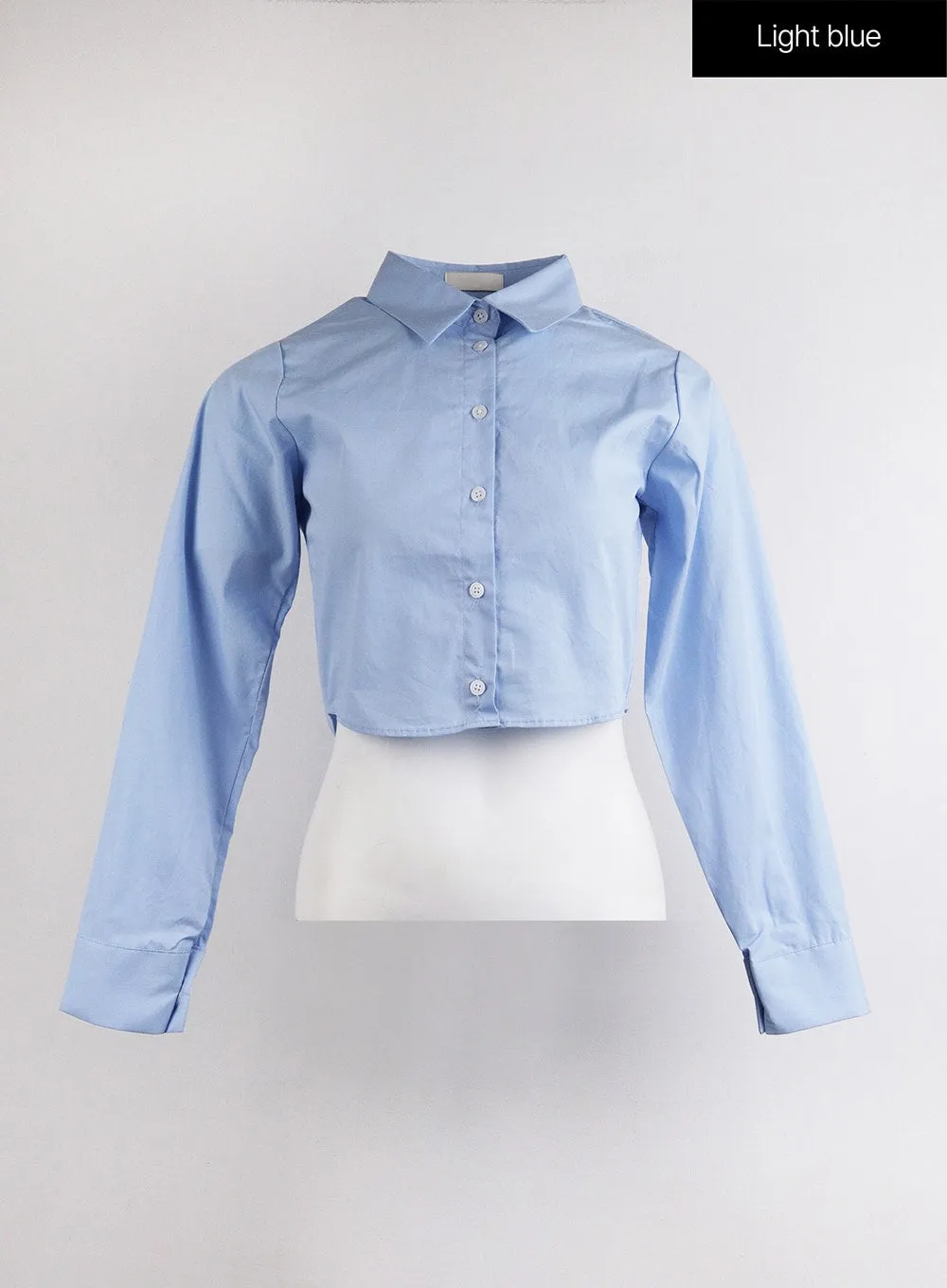 Solid Collar Long Sleeve Blouse OJ419