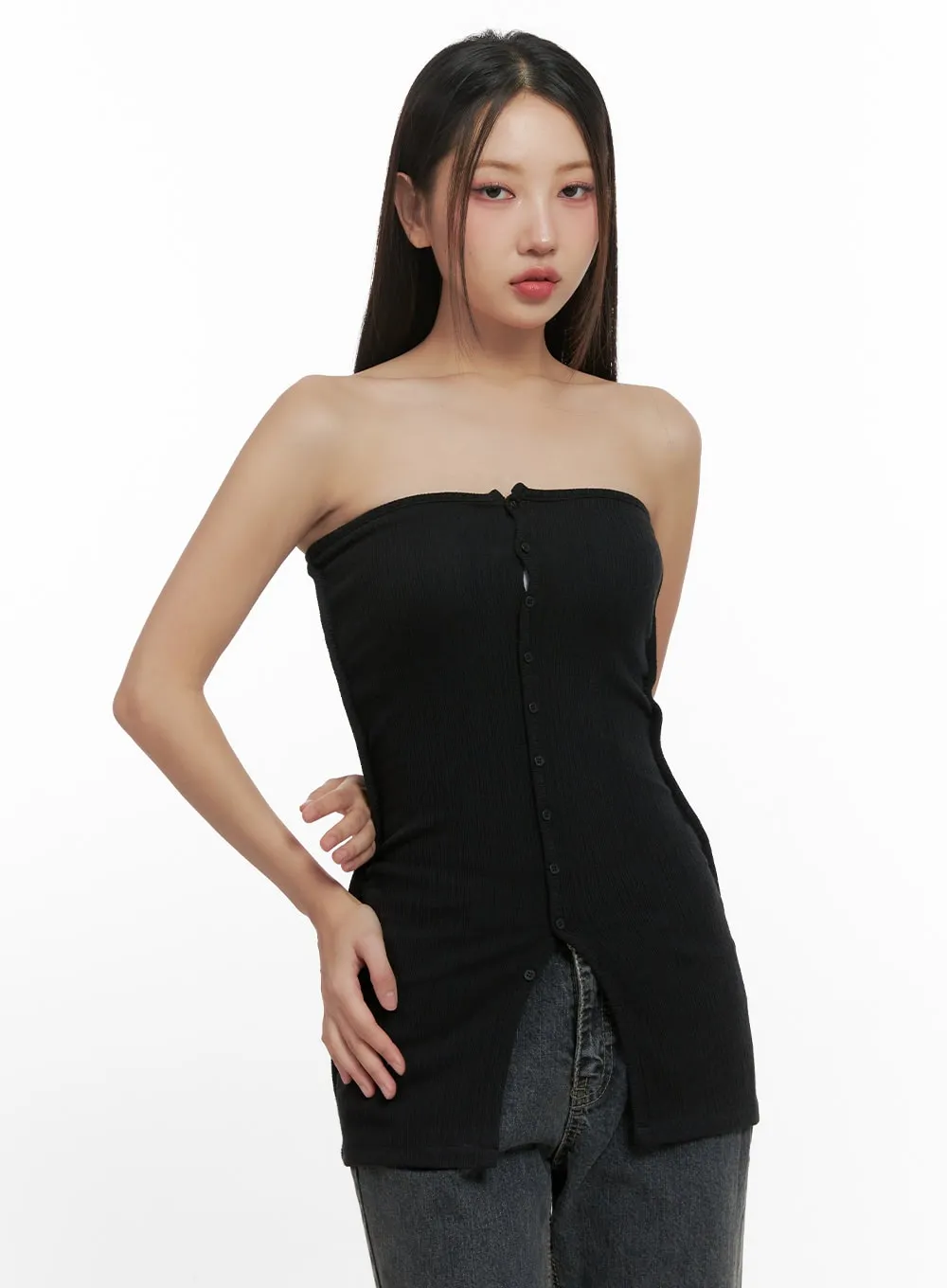 Solid Sleeveless Long Top CN419