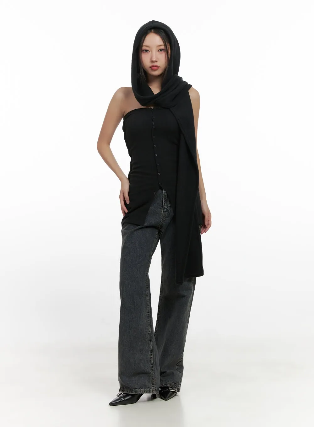 Solid Sleeveless Long Top CN419