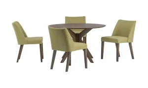 Space Savers Round Pedestal Table and 4 Green Chairs