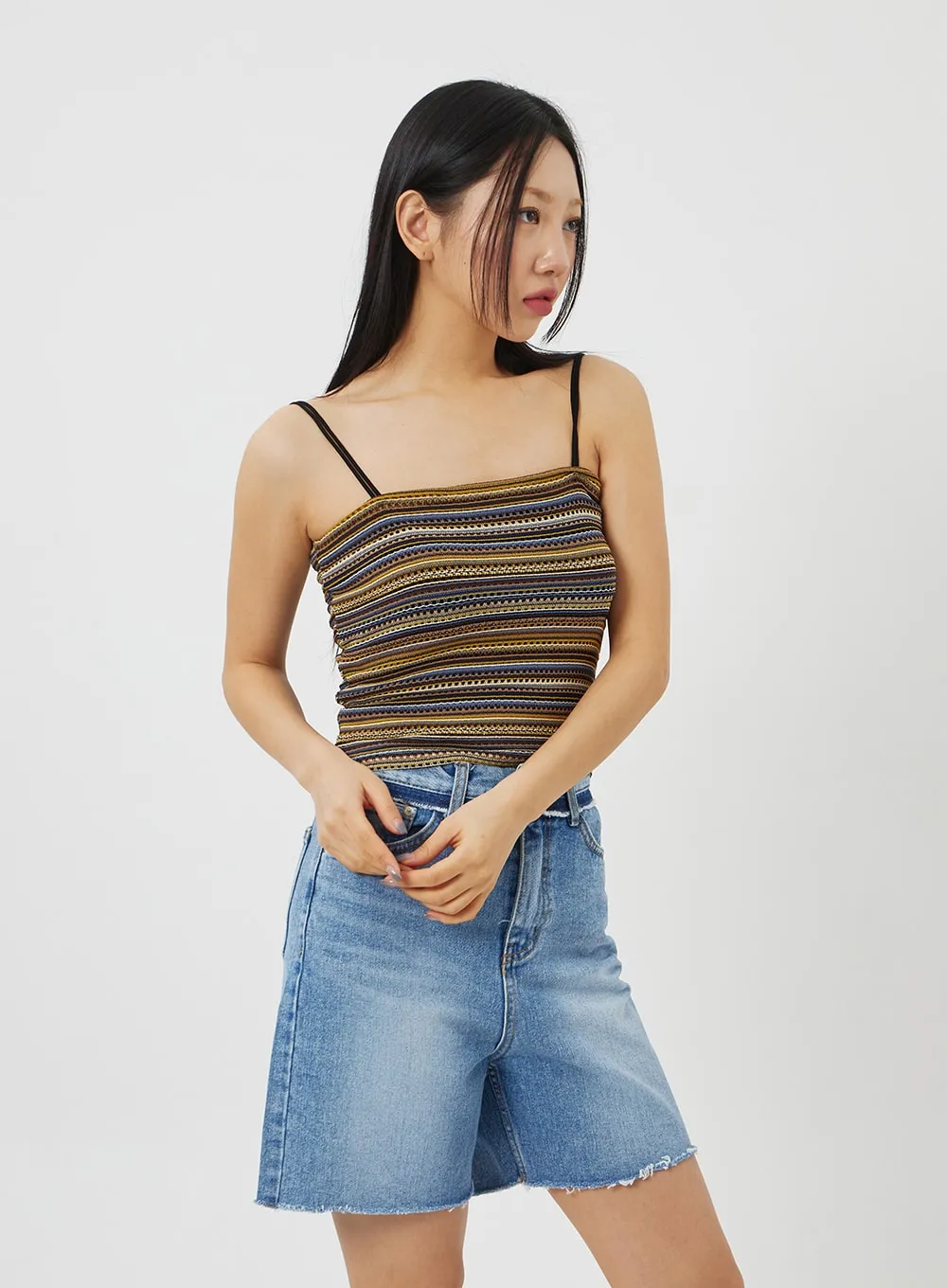 Stripe Thin Strap Top BF323