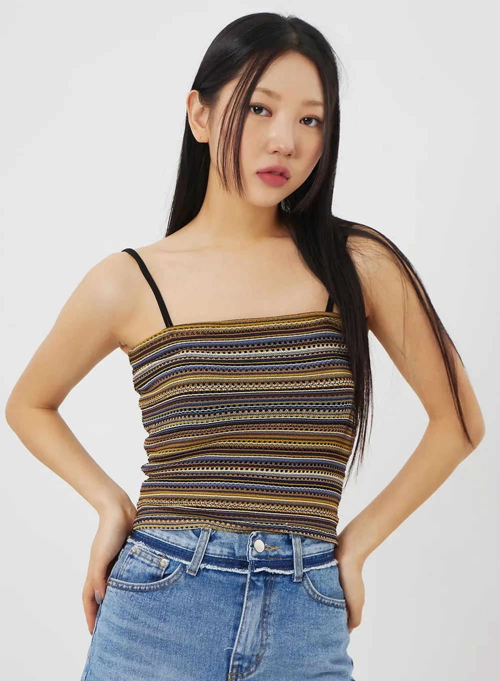 Stripe Thin Strap Top BF323