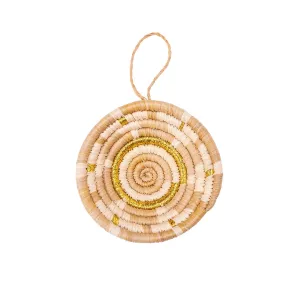 Tan   Gold Metallic Basket Ornament