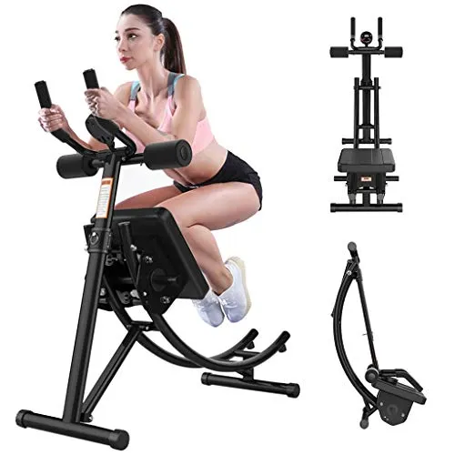 Tengma Adjustable Fitness Core & Abdominal Trainers,Roller Glider Beauty Waist Machine Abdominal Crunch Coaster Home Gym Strength Training Foldable Workout Fitness Equipment