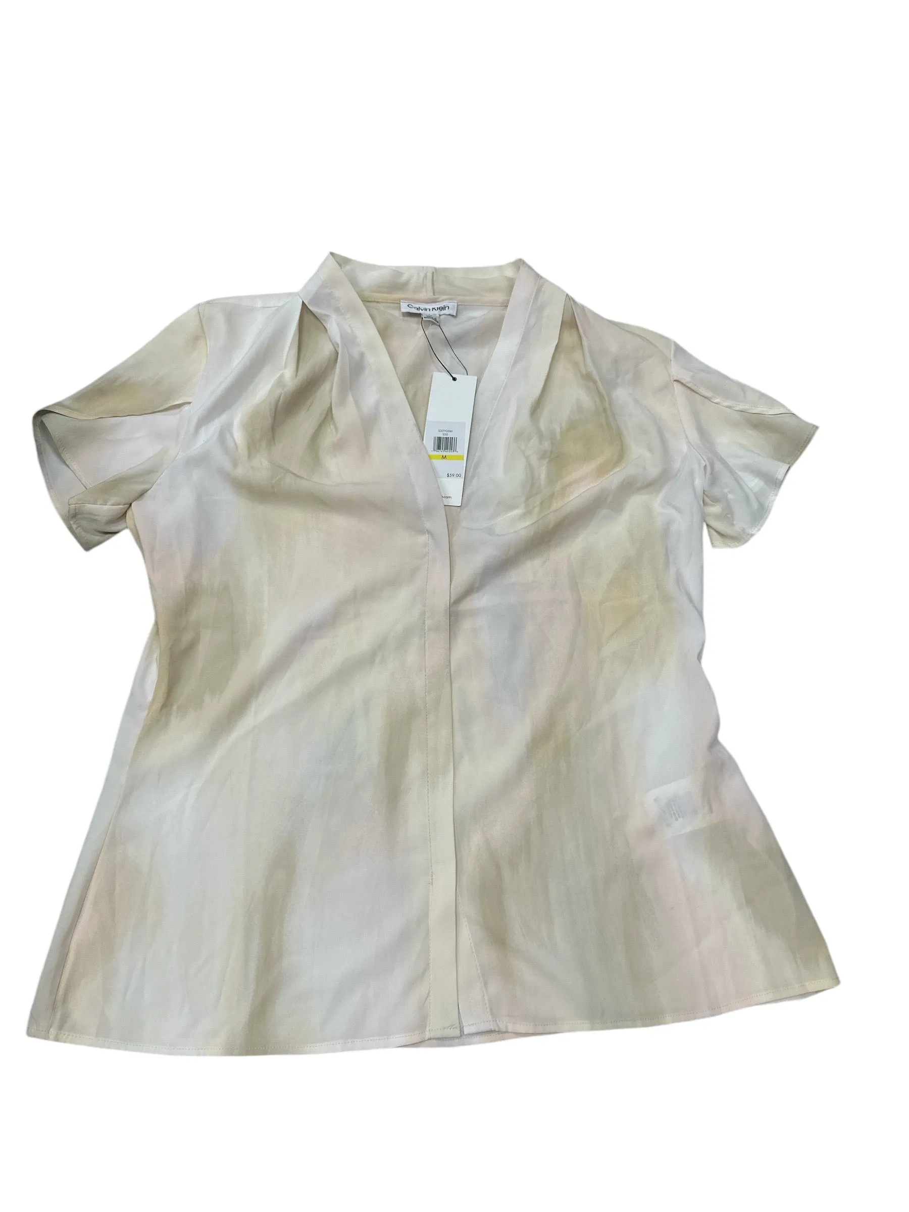 Top Short Sleeve Basic By Calvin Klein In Cream, Size: M