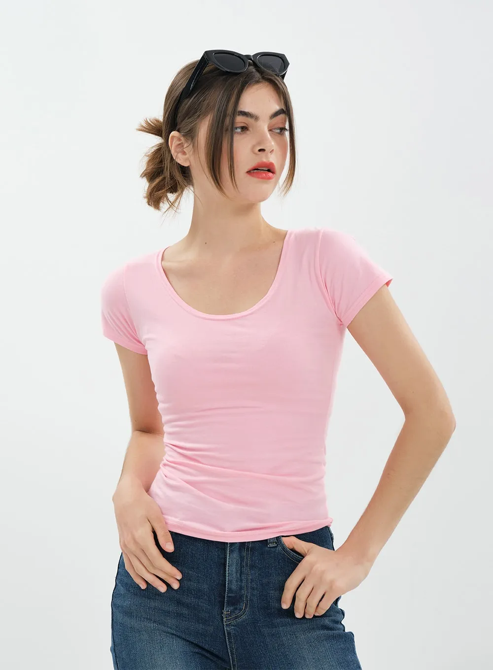 U-neck Short-Sleeve Top CA21