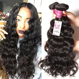 Unice Remy Brazilian Natural Wave Hair 100% Virgin Human Hair 4 Bundles 7A Grade Natural Color (10 12 14 16)