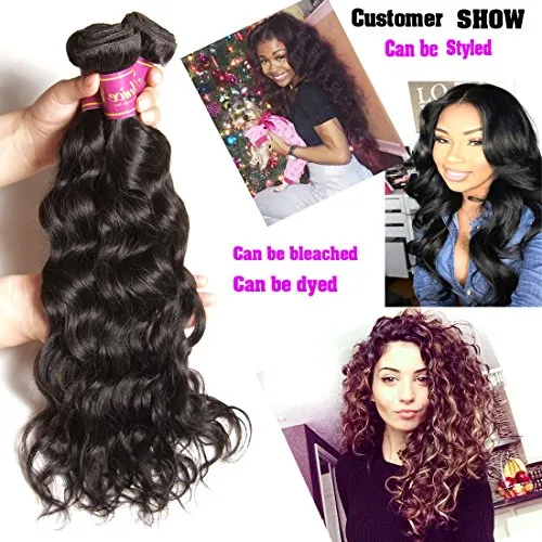 Unice Remy Brazilian Natural Wave Hair 100% Virgin Human Hair 4 Bundles 7A Grade Natural Color (10 12 14 16)