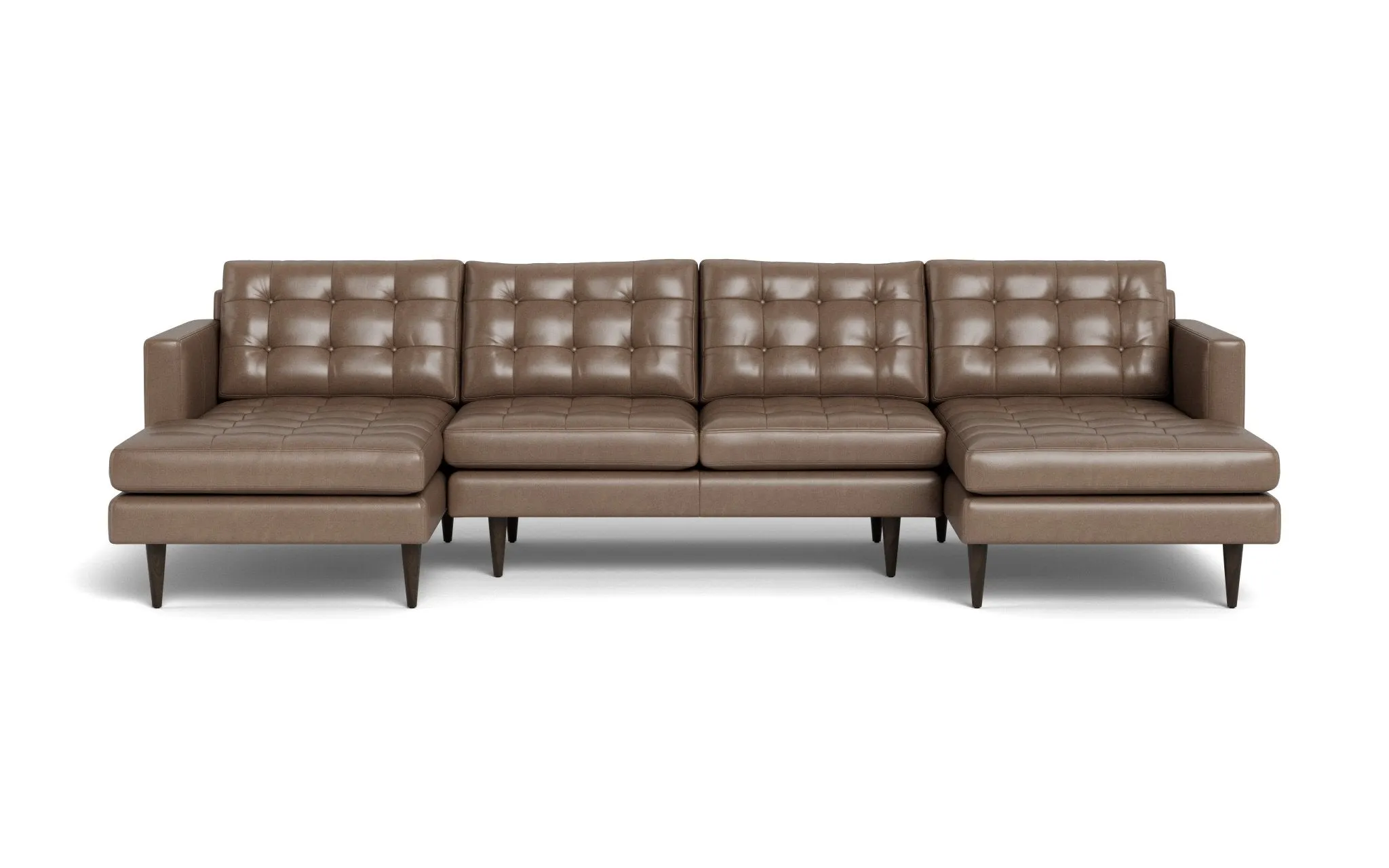 Wallace Leather Double Chaise U Sectional